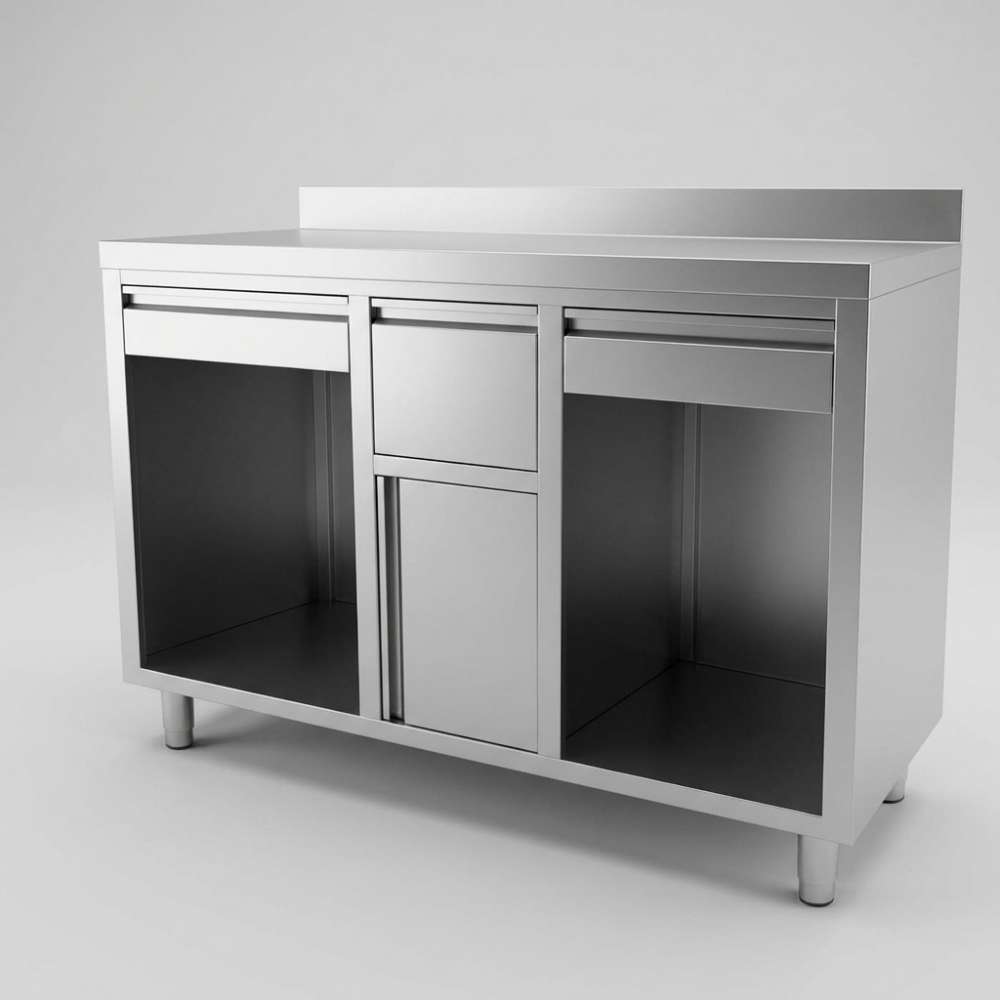 Edelstahl Kaffee-Arbeitstisch 1500 x 600 x 1150 mm