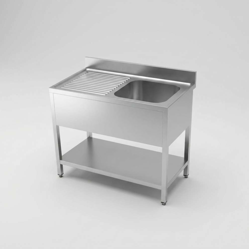 700 Spültisch mit Grundboden, 1 Becken rechts, 1200 mm
