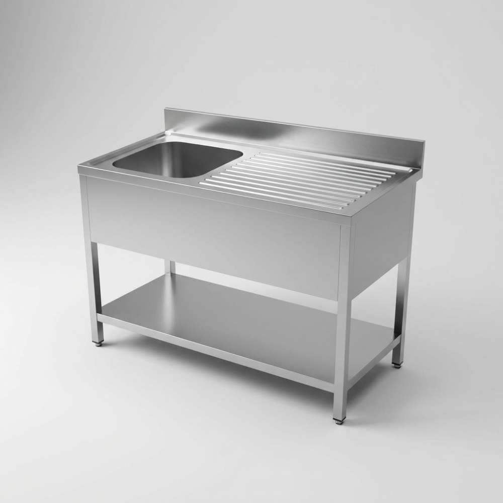 700 Spültisch mit Grundboden, 1 Becken links, 1400 mm