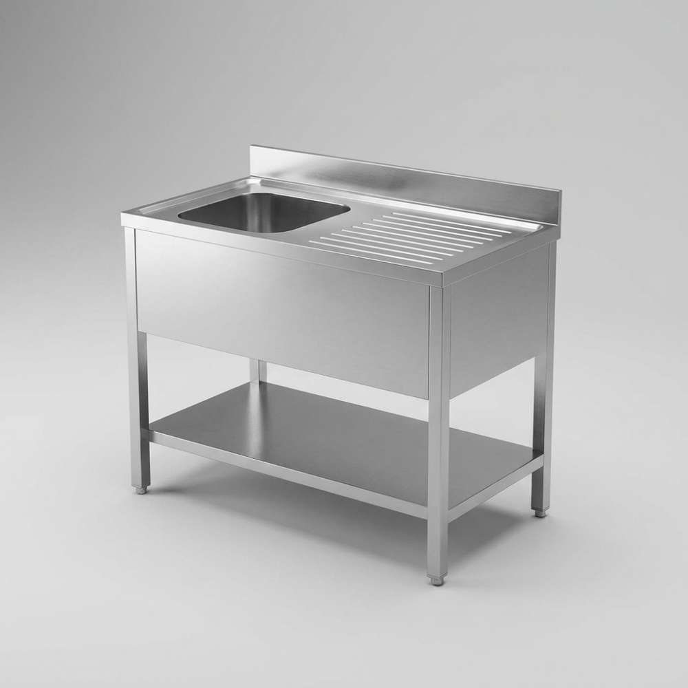 700 Spültisch mit Grundboden, demontabel, 1 Becken links, 1200 mm
