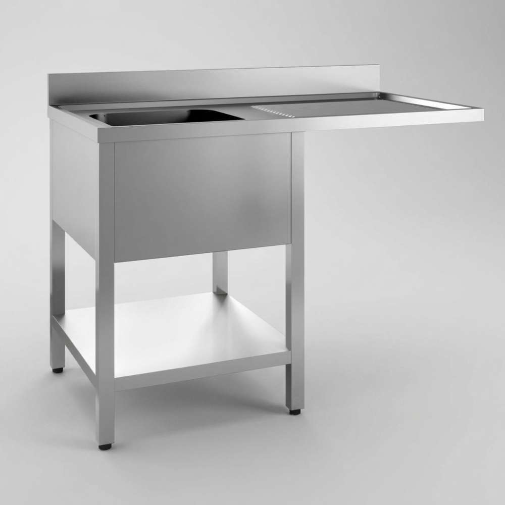 700 Spültisch mit Grundboden, Spülmaschinen-Aussparung, 1 Becken links, 1400 mm