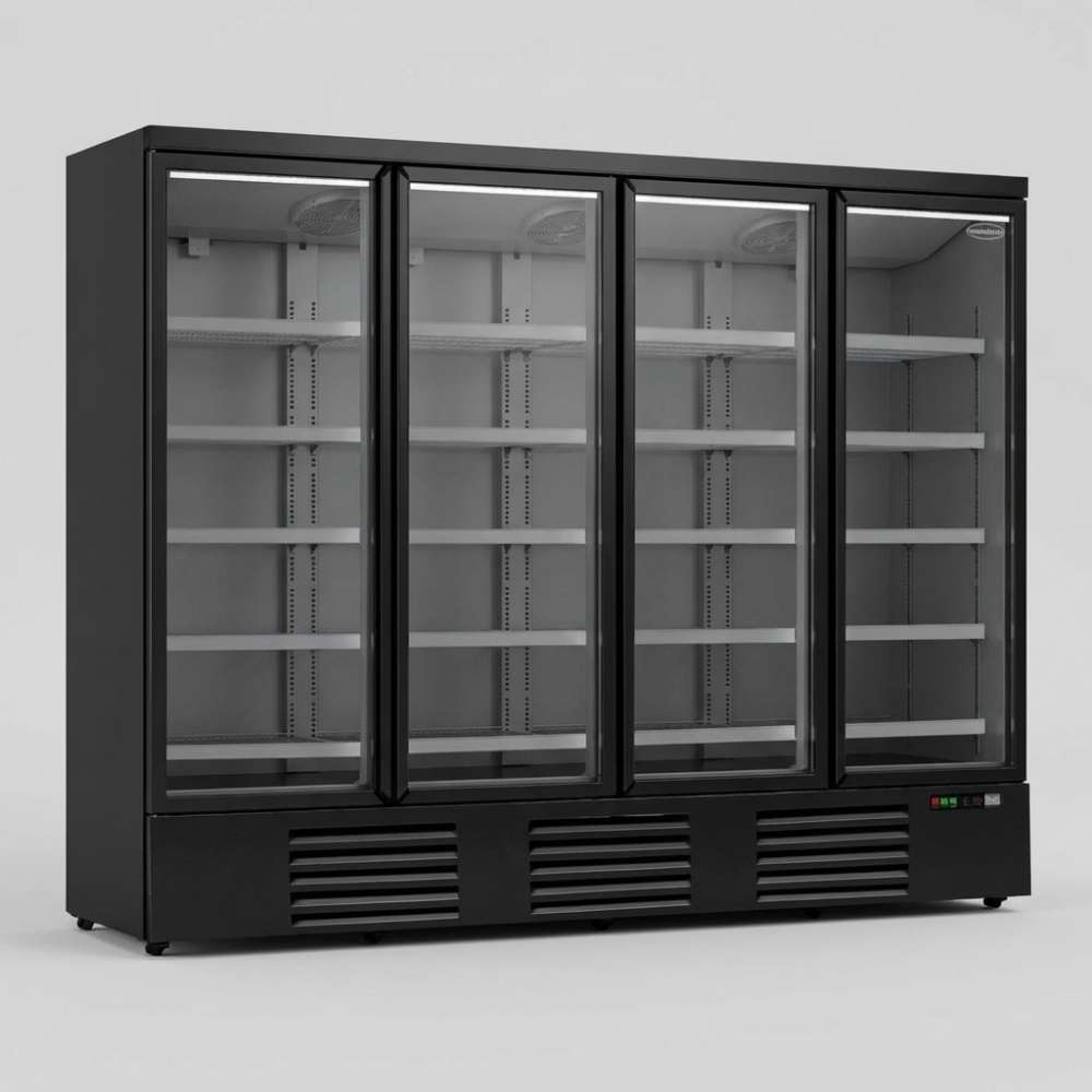 Kühlschrank 4 Glastüren schwarz JDE-2025R BL