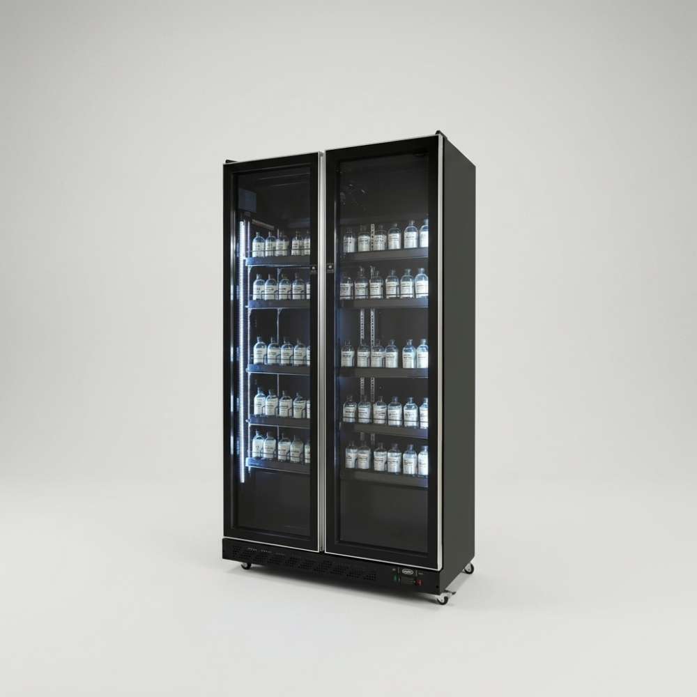 Kühlschrank 2 Glastüren schwarz