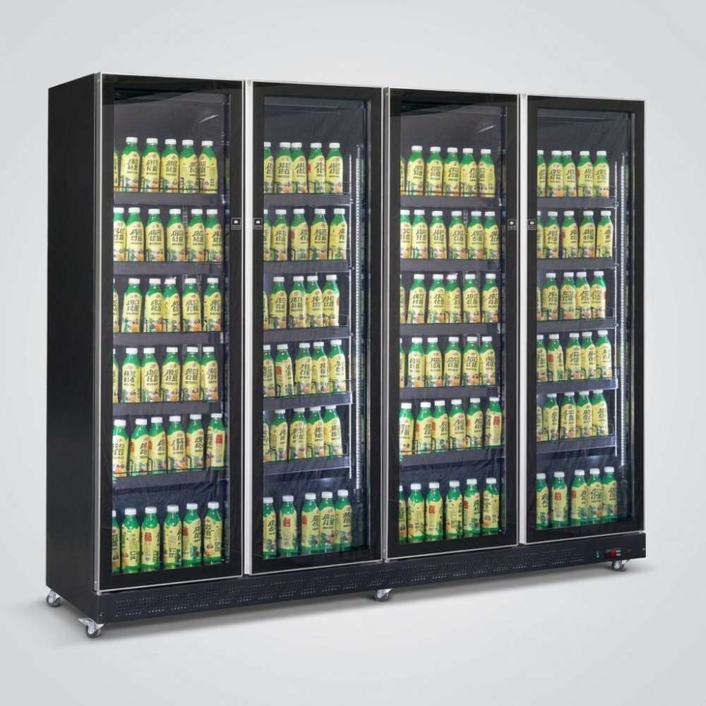 Kühlschrank 4 Glastüren schwarz