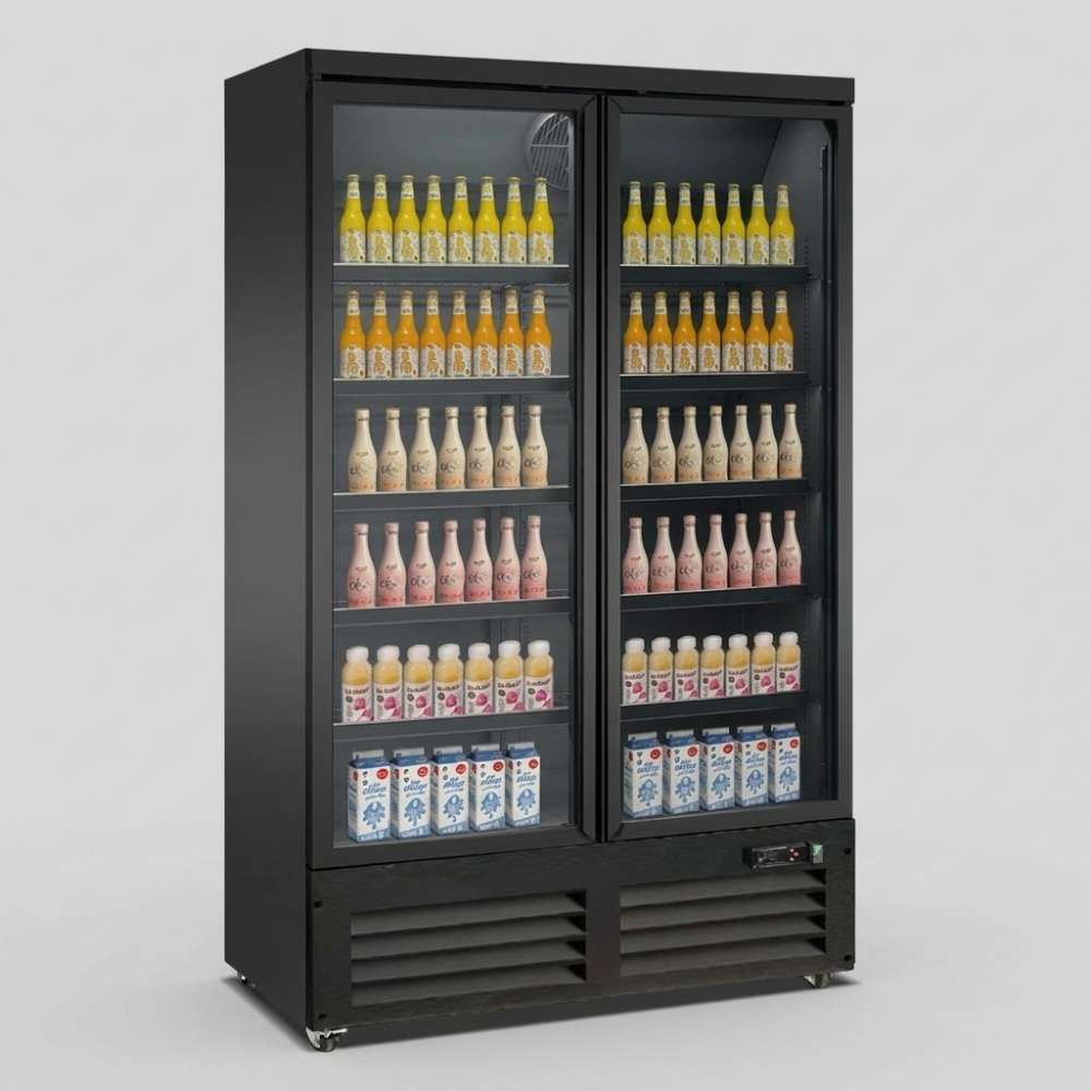 Kühlschrank 2 Glastüren schwarz CEB-1200R BL