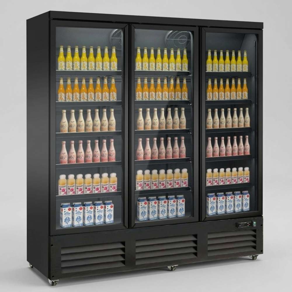 Kühlschrank 3 Glastüren schwarz CEB-1600R BL
