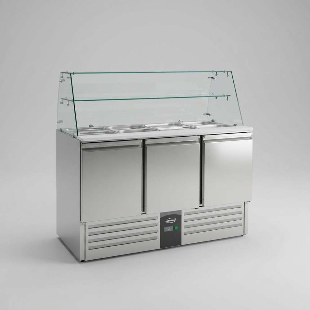 Gekühlte Saladette mit Glas 3 Türen